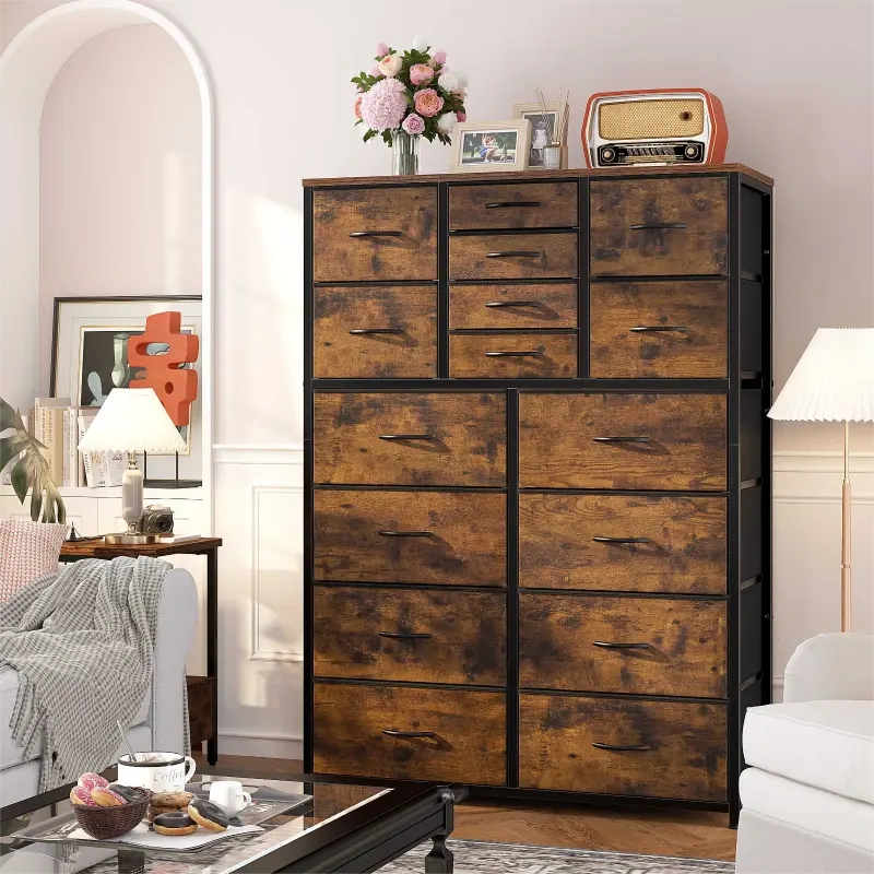🔥Today's discount is only $32.99-🔥Enhomee Tall Dresser For Bedroom, 16 Deep Drawers Large Dresser, Brown Double Dresser, Chest Of Drawers For Closet, Highboy - Image 6