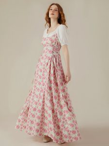 Maxi Dress,  Short Sleeves, Crew Neck,  Floral, Daily - Image 4