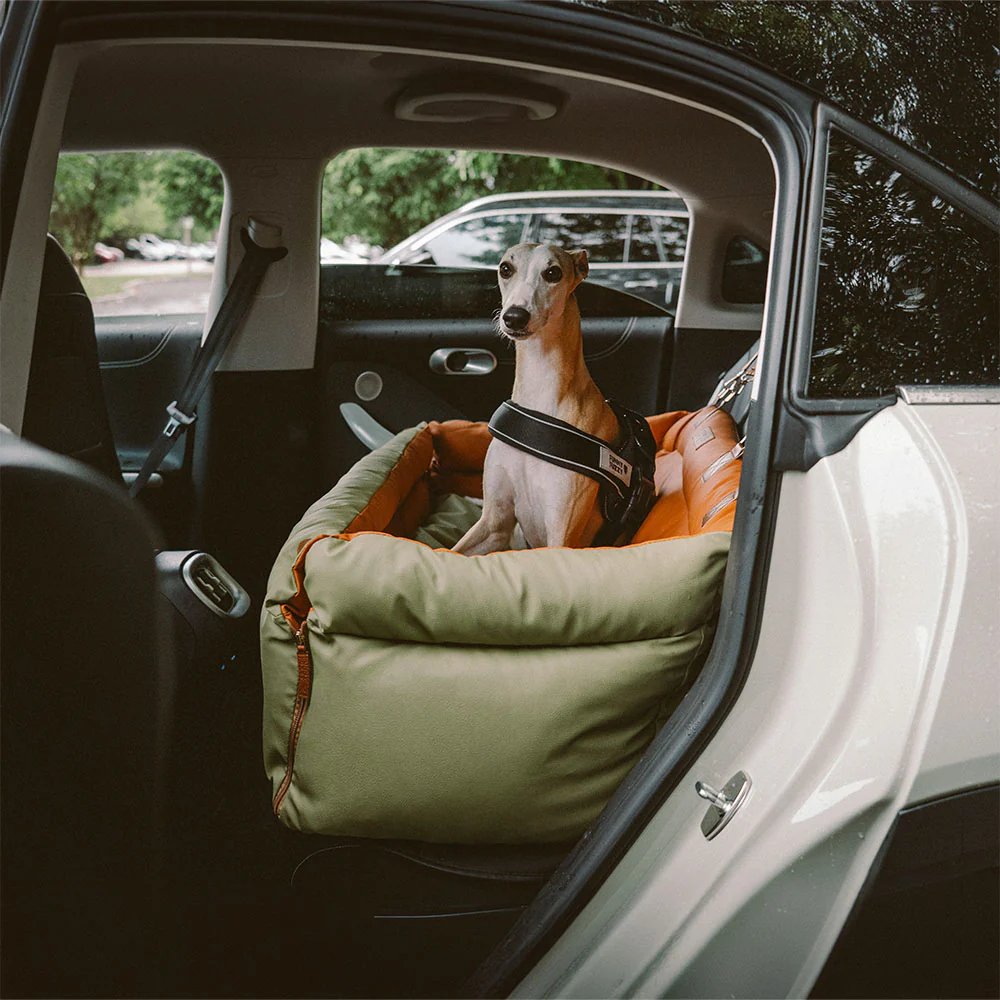 Large Deluxe Faux Leather Dog Car Seat Booster Bed - Urban Voyager - Image 2