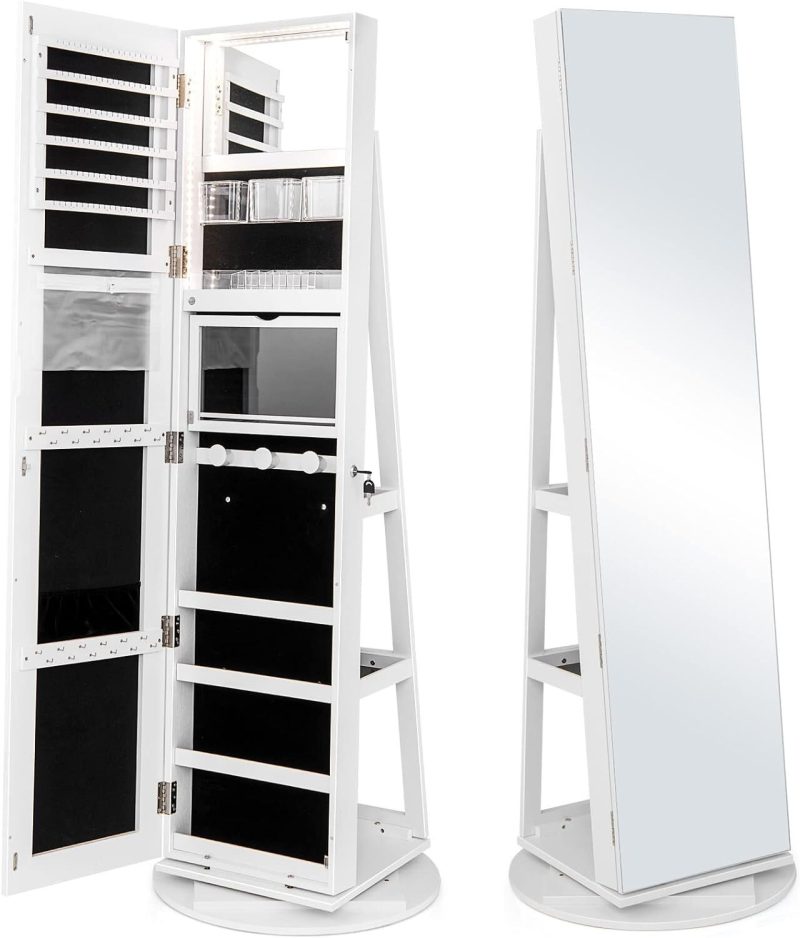 💝 Specials of the week💝360° rotating full-length mirrored cabinets with tri-color LED lights to illuminate every treasure💄💍💎