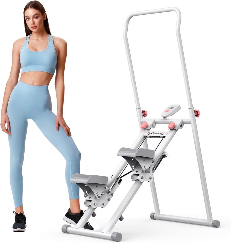 Stair Stepper with Handlebar, LED Display, 300LBS Capacity, Climber Exercise Machine for Workouts, Home Fitness Equipment for Women&Men