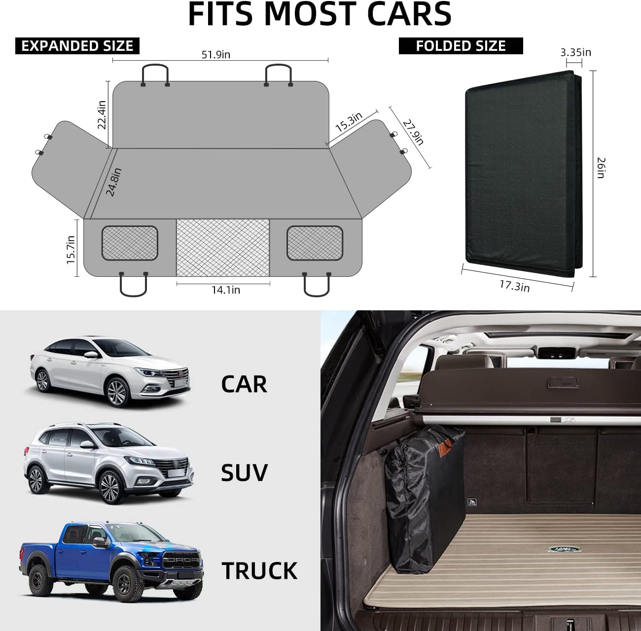 Back Seat Extender ,Dog Car Seat Cover, Camping Air Mattress, Hammock Travel Bed,Non Inflatable Car Bed Mattress for Car SUV Truck (Black) - Image 7