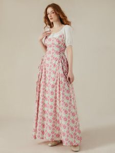 Maxi Dress,  Short Sleeves, Crew Neck,  Floral, Daily - Image 2
