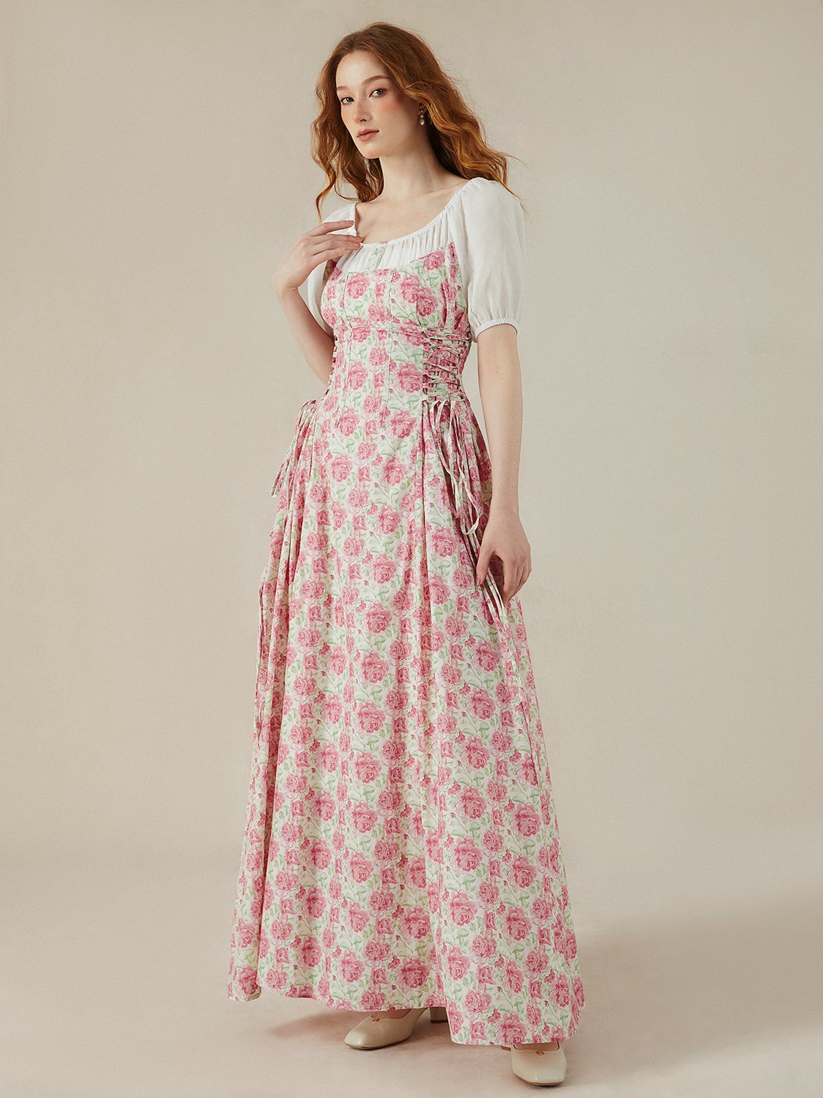 Maxi Dress,  Short Sleeves, Crew Neck,  Floral, Daily - Image 2