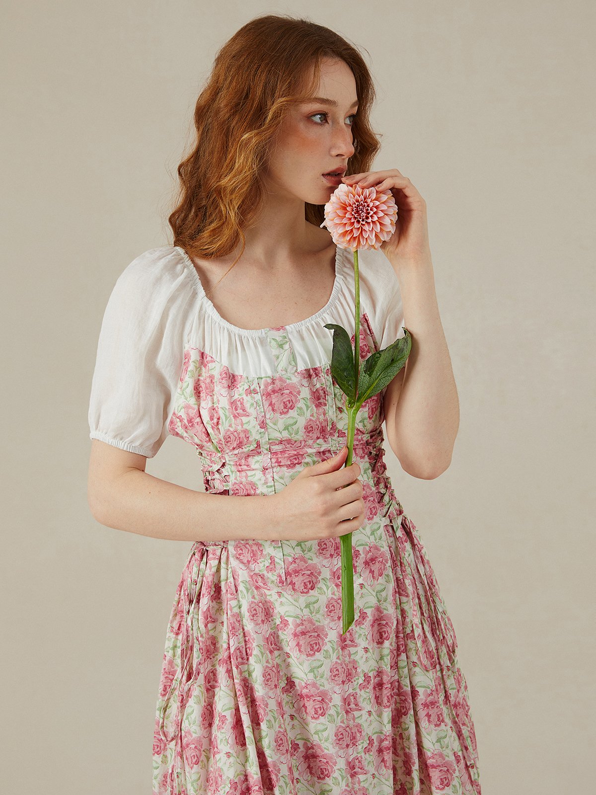 Maxi Dress,  Short Sleeves, Crew Neck,  Floral, Daily - Image 3