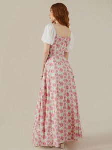 Maxi Dress,  Short Sleeves, Crew Neck,  Floral, Daily - Image 5